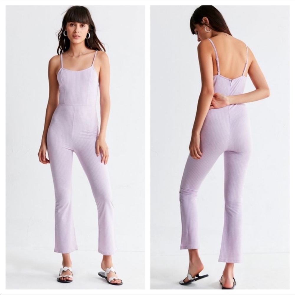 Urban Outfitters Gingham Lavender Body-con Jumpsuit Size Small NWT